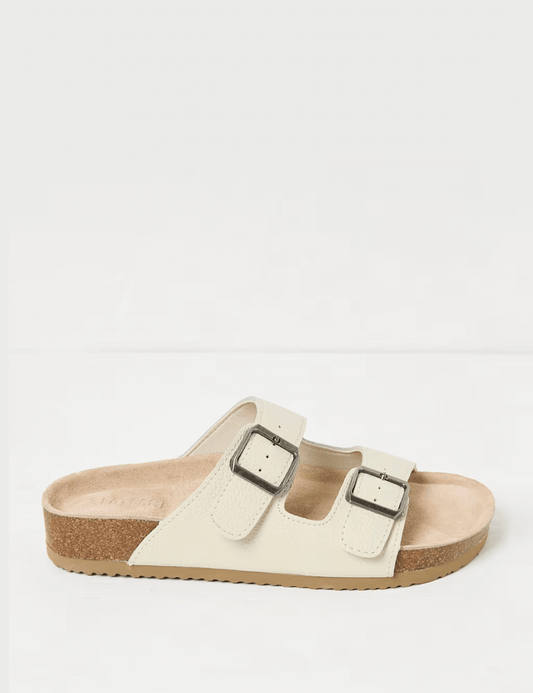Leather Buckle Footbed Sandals