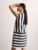 Pure Linen Striped Knee Length Shift Dress