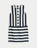 Pure Linen Striped Knee Length Shift Dress