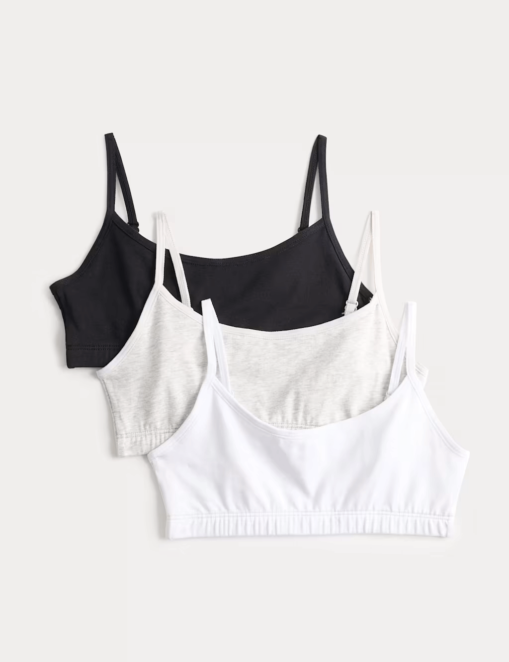 3pk Cotton with Stretch Crop Tops (6-16 Yrs)