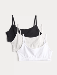 3pk Cotton with Stretch Crop Tops (6-16 Yrs)