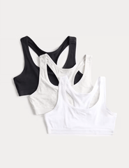 3pk Cotton with Stretch Racer Crop Tops (6-16 Yrs)