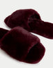 Faux Fur Open Toe Slippers