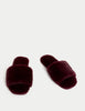Faux Fur Open Toe Slippers