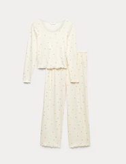 Heart Print Pointelle Pyjama Set