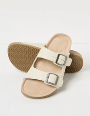 Leather Buckle Footbed Sandals