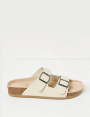 Leather Buckle Footbed Sandals