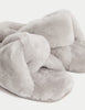 Shearling Knotted Open Toe Slider Slippers