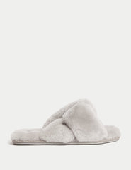 Shearling Knotted Open Toe Slider Slippers