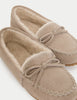 Suede Stitch Detail Moccasin Slippers