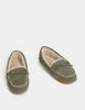 Suede Stitch Detail Moccasin Slippers