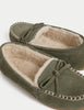 Suede Stitch Detail Moccasin Slippers